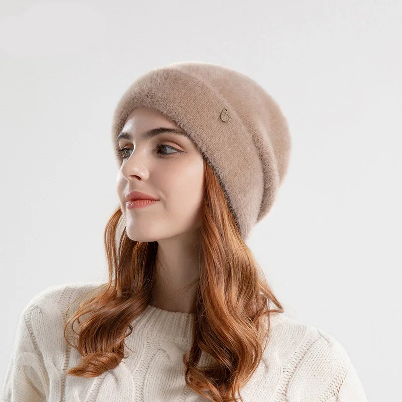 

Women Fashion Small Label Knitted Woolen Hat Winter Cold Protection Warm Adding Plush Ear Protect Cover Cold Hat Hot