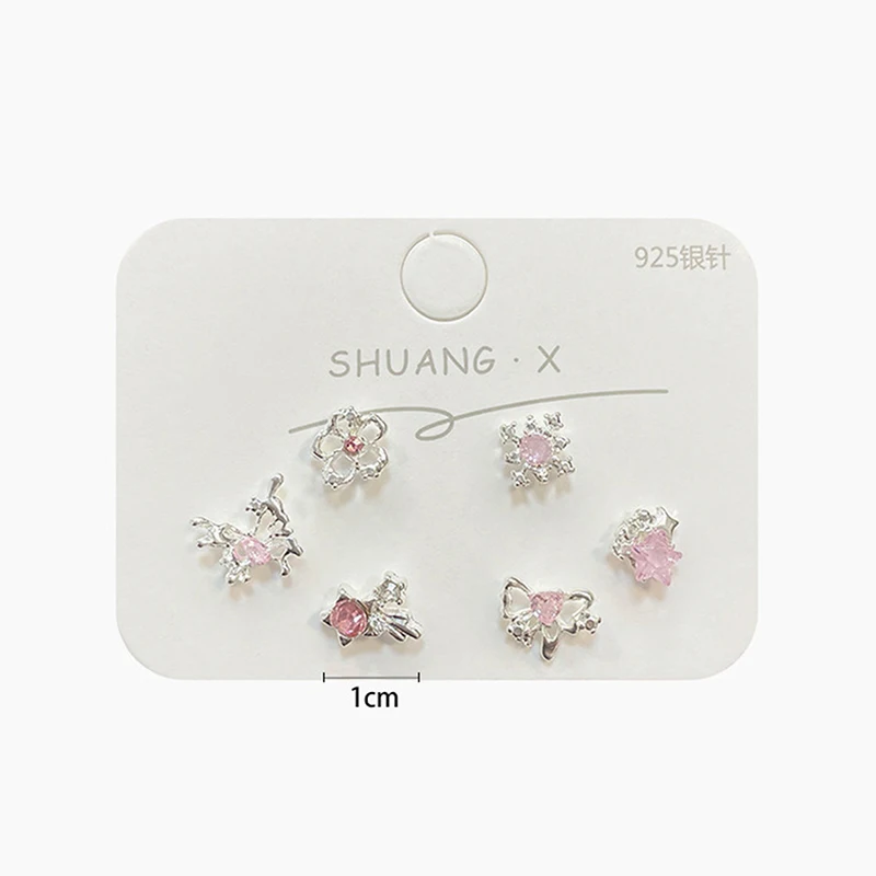 6Pcs Fashion Sweet Heart Stud Earrings For Women Girls Personality Fashion Temperament Earrings Jewelry Accessories Gifts