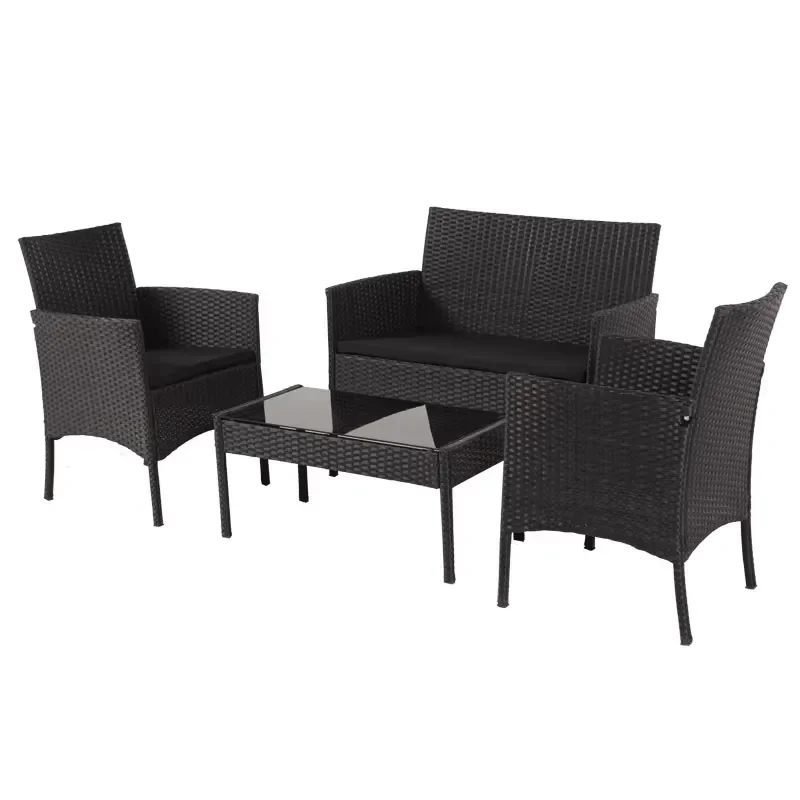 Outdoor Rattan Furniture Set for Patio Balcony Garden UV Resistant Wicker Backyard Seating Arrangement