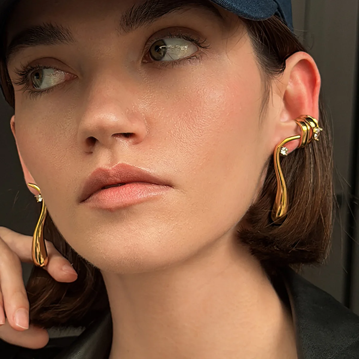 Earring Stainless Steel Drop C Shape Zirconia French Clip on Chic Office Comfortable Durable Premium Versatile Jewelry for Women
