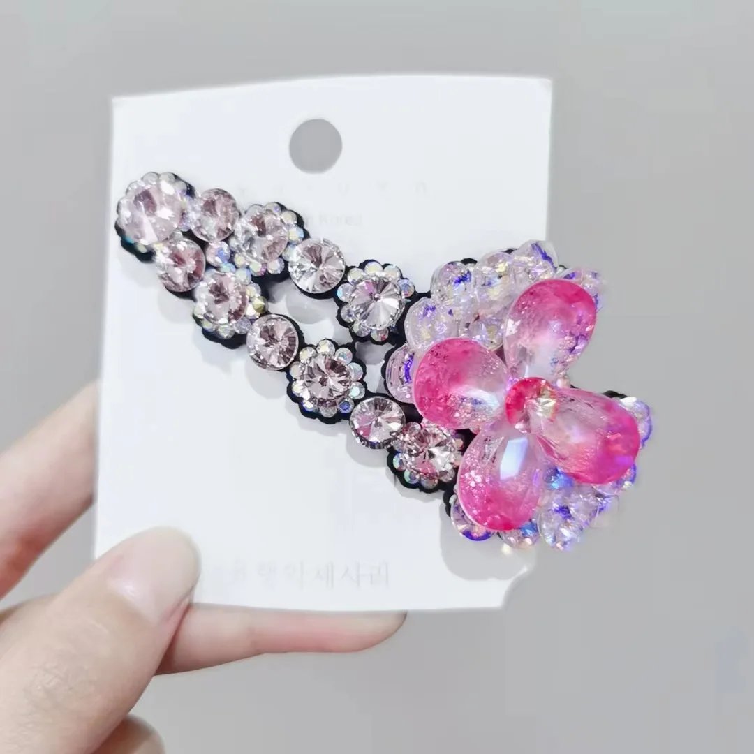 Hanxiao super fairy original crystal butterfly break clip cute everything ladies side bangs clip hair accessories wholesale