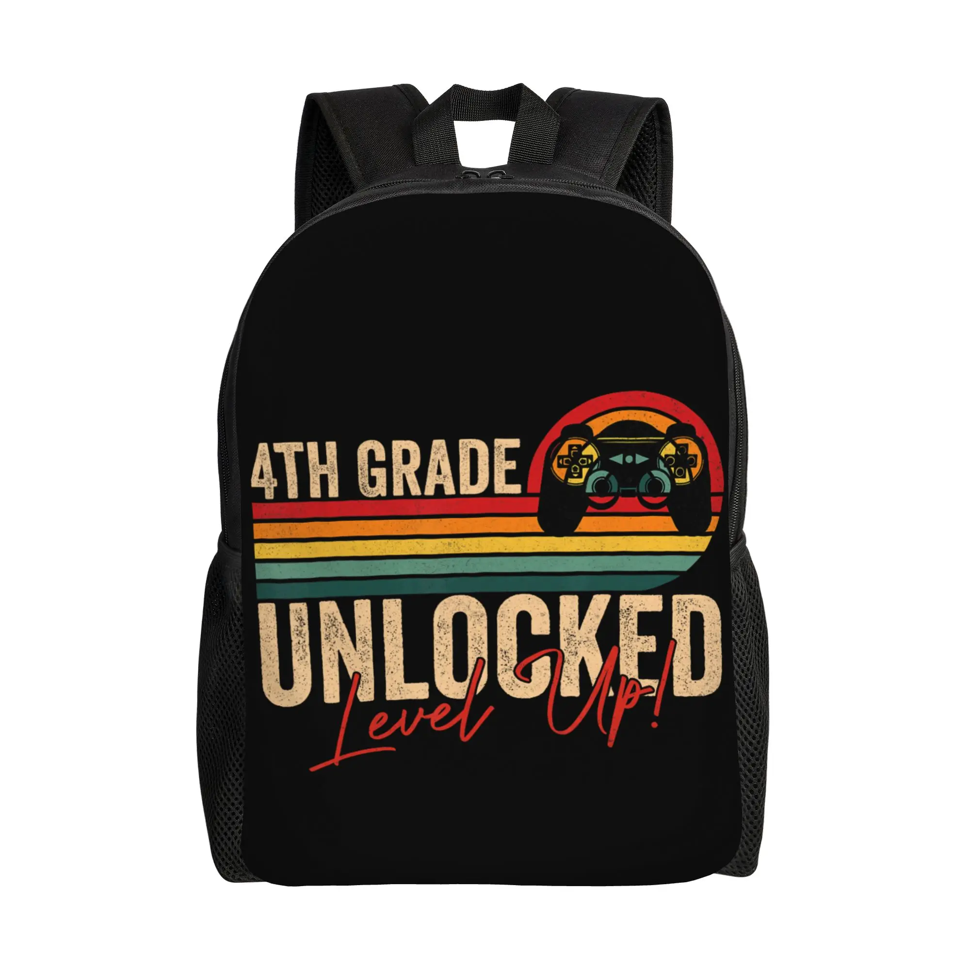 4th Grade Unlocked Level Up Gamer Back To School Fourth Backpack Girl  Pattern Backpacks Polyester Modern High School Bags