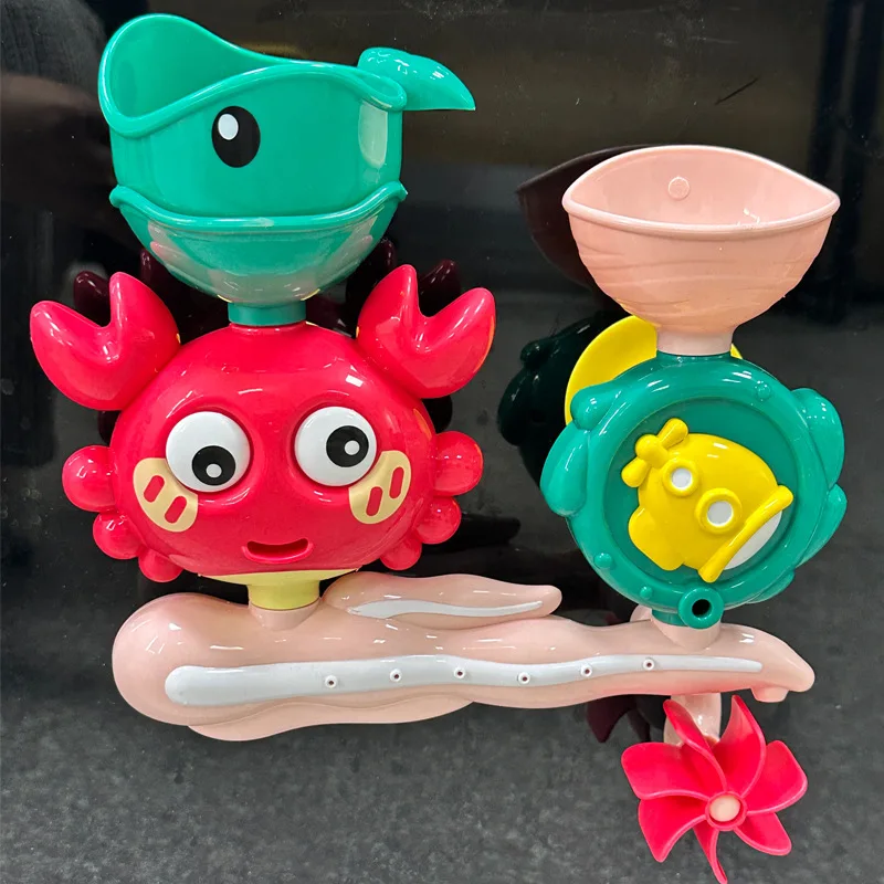 Playful Crab & Fish Water Wheel Bath Toy - Suction Base for Easy Attachment, Ideal for Fun & Educational Bath Time, Fun Bath Toy