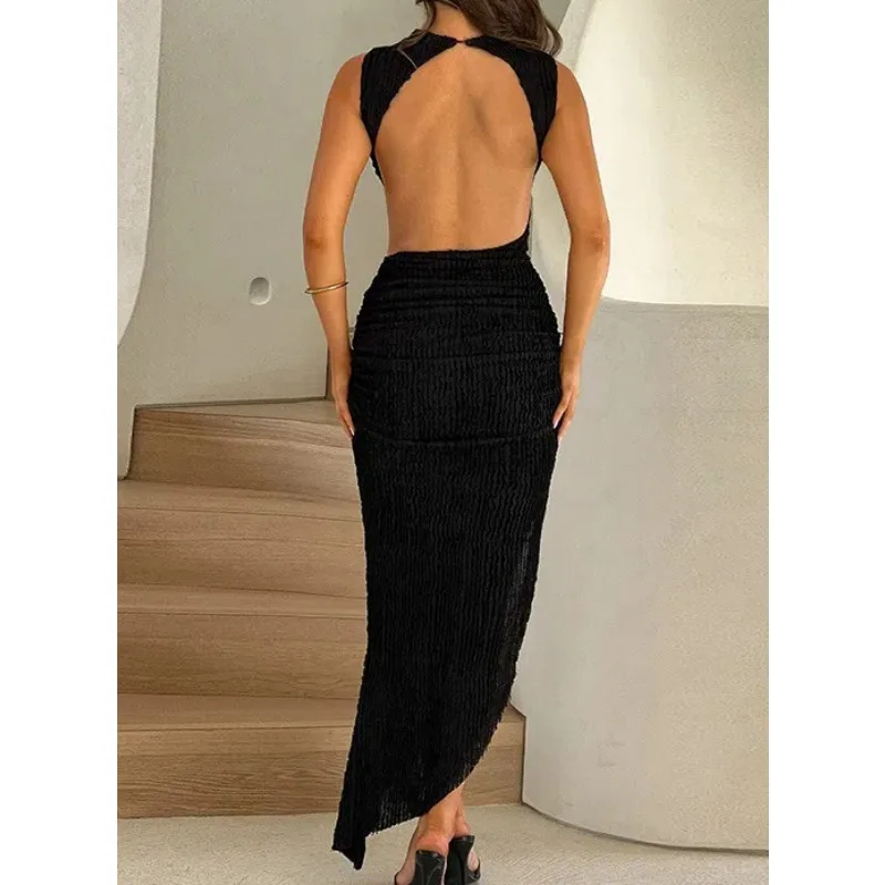 Sexy Damen-Top im INS-Stil, Sommerkleid mit Schlankem Schnitt, Ausgehöhltes Ärmelloses Lässiges Trendiges Kleid