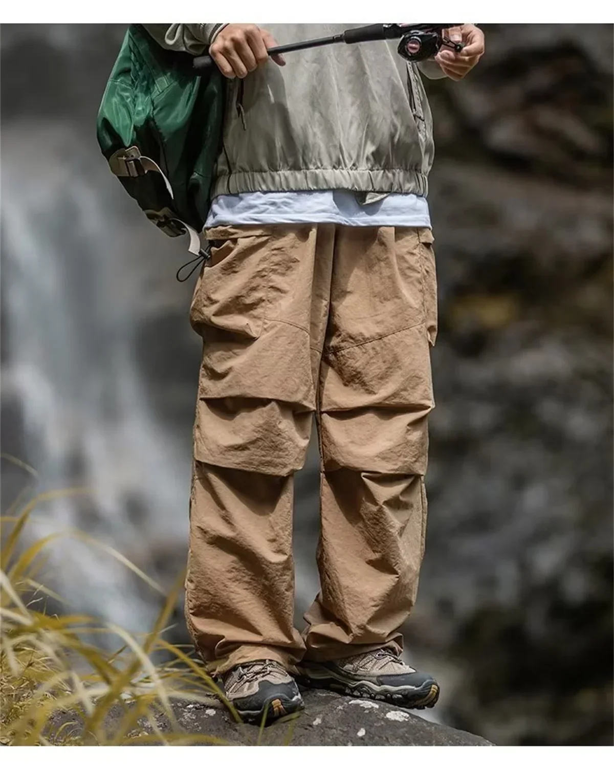 Herren-Hose mit offenem Schritt, verstecktem Reißverschluss, mehreren Taschen, Kordelzug, im Safari-Stil, für Outdoor-Aktivitäten, mit leicht verstecktem Reißverschluss, Schrittloshose. – Detail 3