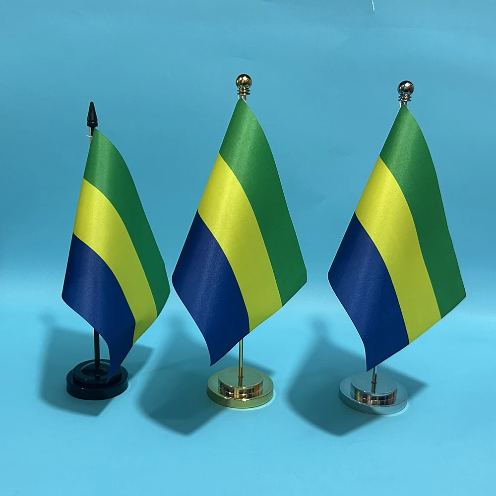 14x21cm polyester table flag Gabon National banner Desk Ornaments Flags Office Desk Flag Of Gabon flag for home decoration