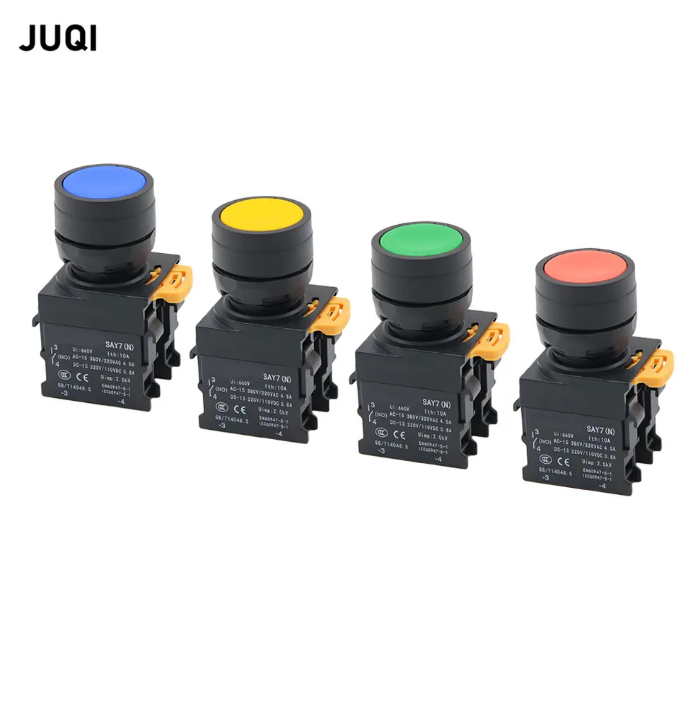 

НОВЫЙ высококачественный переключатель 1НО/1НЗ с плоской головкой, кнопочный переключатель с мгновенным самовозвратом, 22 мм, кнопочный переключатель