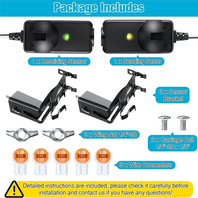 Capteur de sécurité avec support de remplacement pour 41A5034, yeux de capteur de sécurité avec support de capteurs de porte de Garage Compatible, meilleure vente