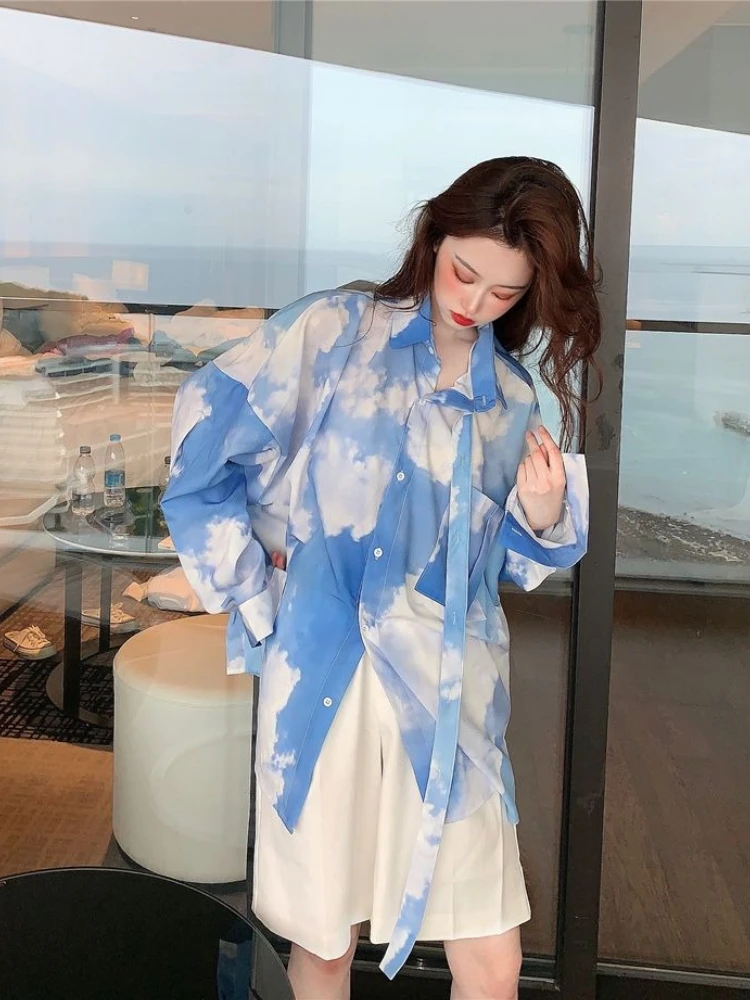 

Свободные рубашки и блузки на пуговицах для женщин Эстетический простой дешевый стильный тонкий элегантный женский топ с длинным рукавом в корейском стиле