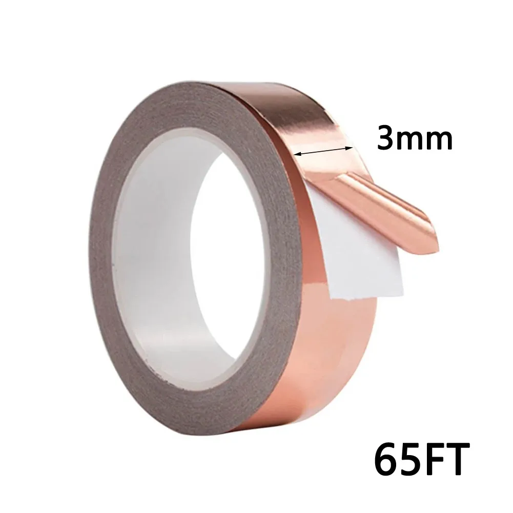 65FT Single Side Conductive Copper Foil Tape 0.05mm Thick For EMI Shielding, Circuit Board Repair, Outdoor Sealing, Garden Pest