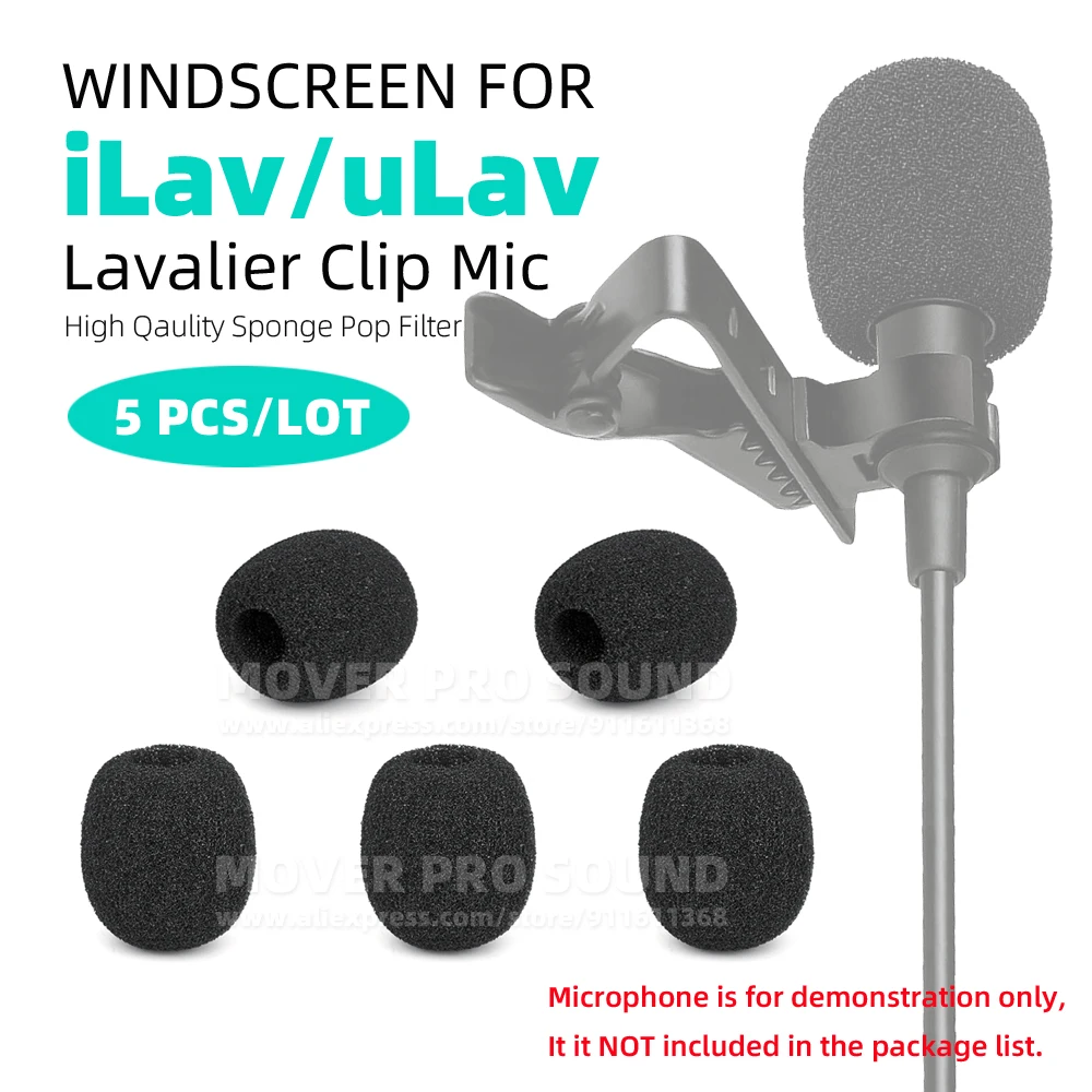 

5PCS For Movo iLav uLav Duo Lavalier Microphone Tie Clip On Windshield Sponge Cover Shield Windscreen Lapel Mic Foam Pop Filter