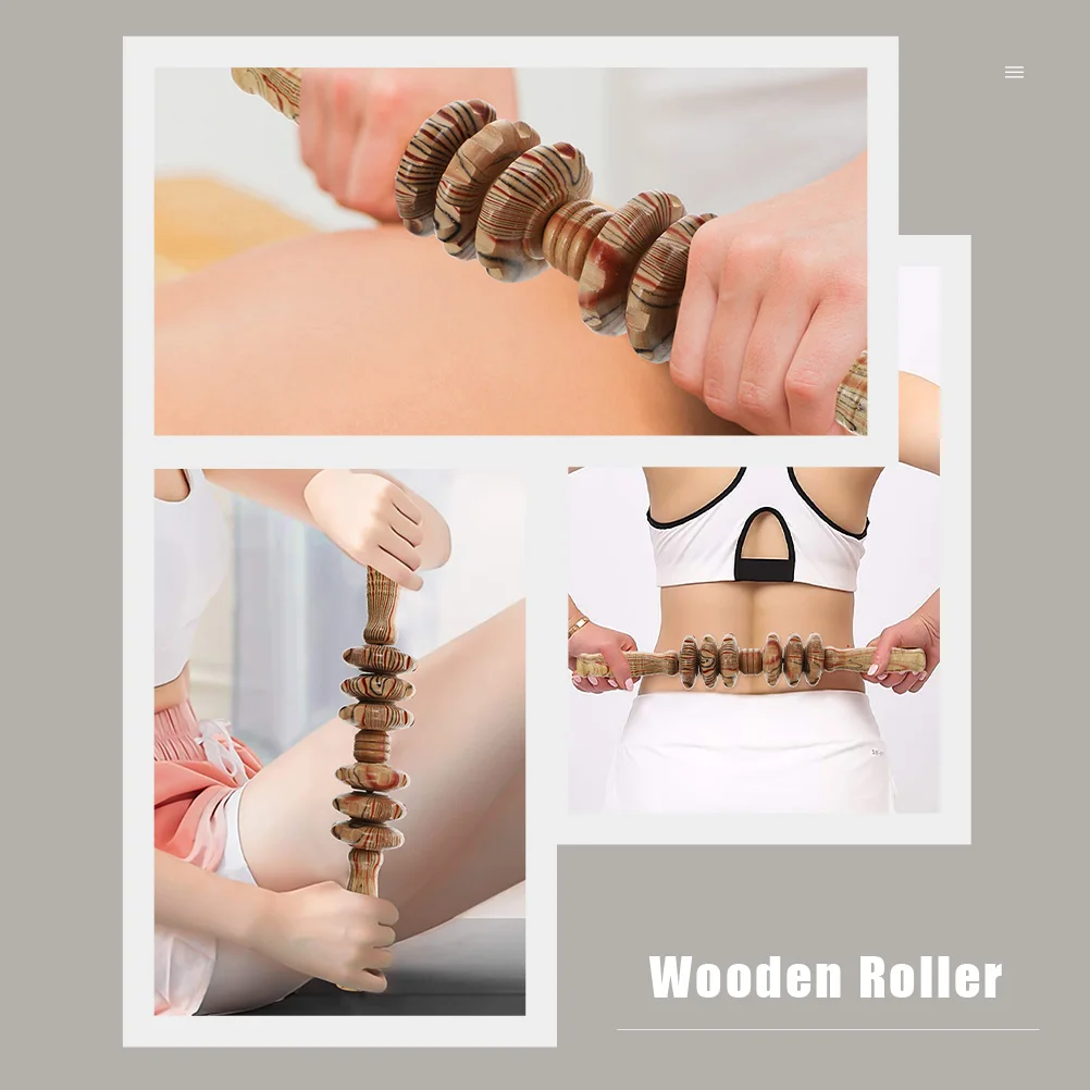 

2 Pcs Massage Roller Stick Stomach Woman Body Massager Wooden Back Supplies Tool