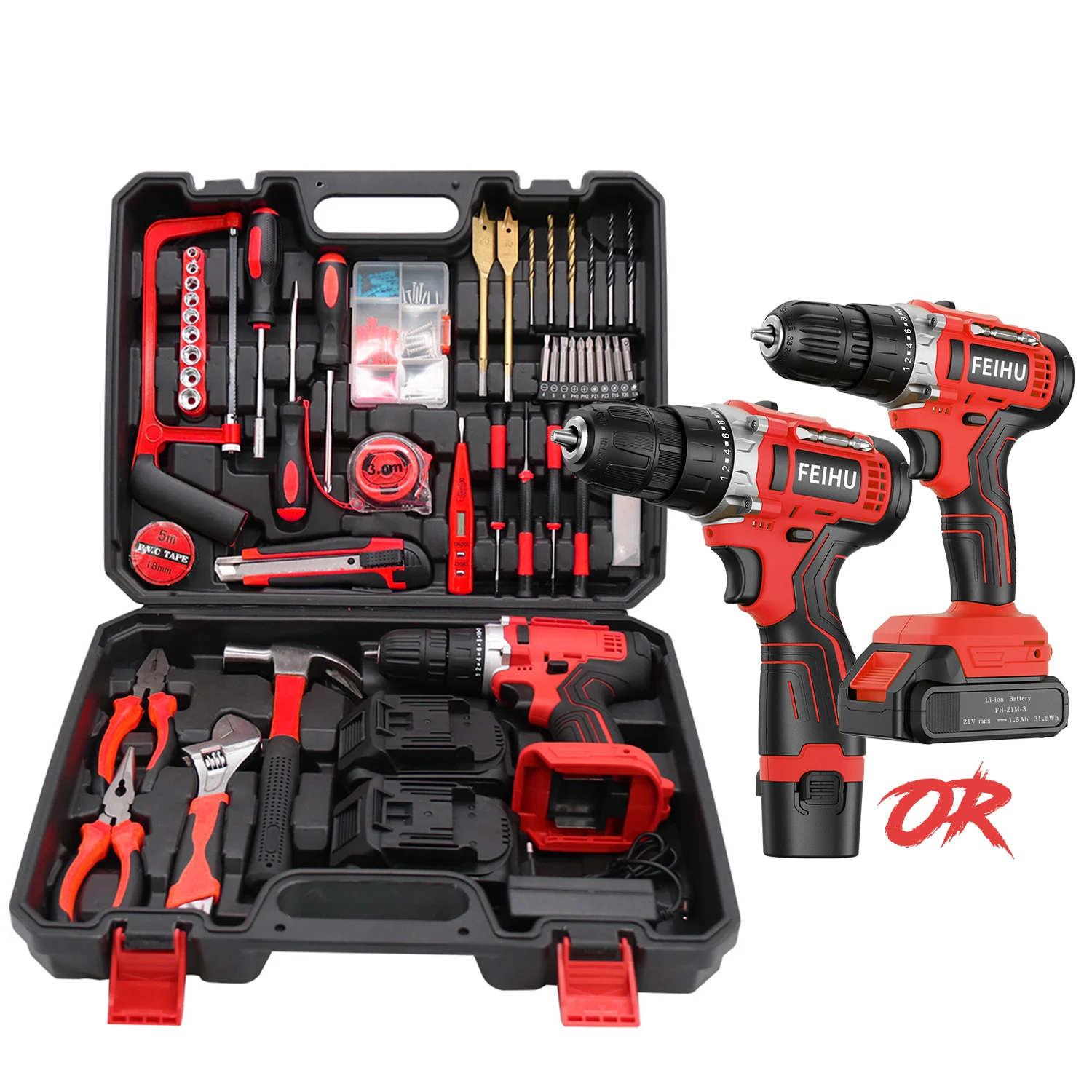 

Wholesale Multifunctional Portable Cordless Drill Impact Wireless Power Tool With Lithium Battery Handheld Brushless Tool Box