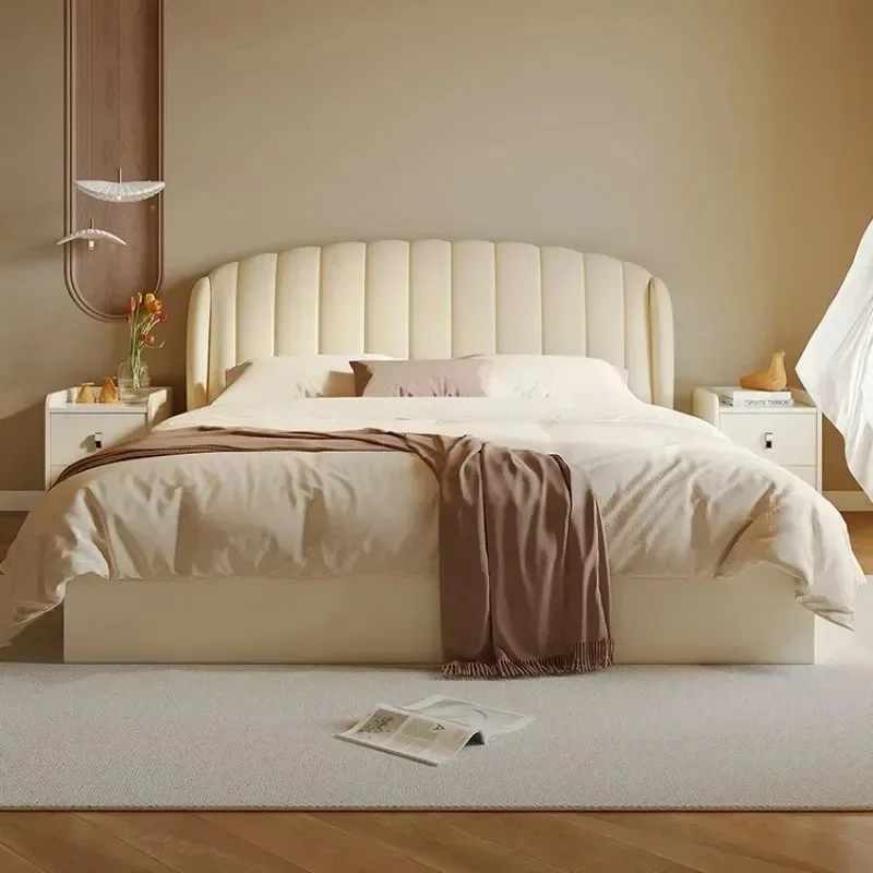 Modern simple double bed 1.8 meters pneumatic high box storage bed with lamp bed