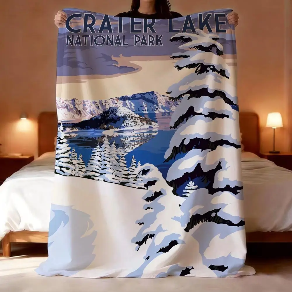 National Park Crater Lake National Park Throw Short Plush Throw Blanket Soft Skin-Friendly Multi-Scene Home Office