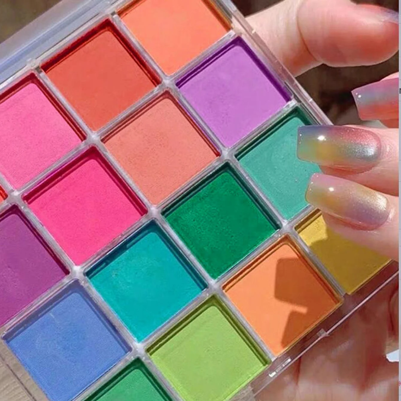 9/16 ألوان الصلبة الفلورسنت أومبير مسمار الفن بريق النيون مسمار مسحوق صباغة التدرج فرك الغبار الكروم تأثير مانيكير ديكور *