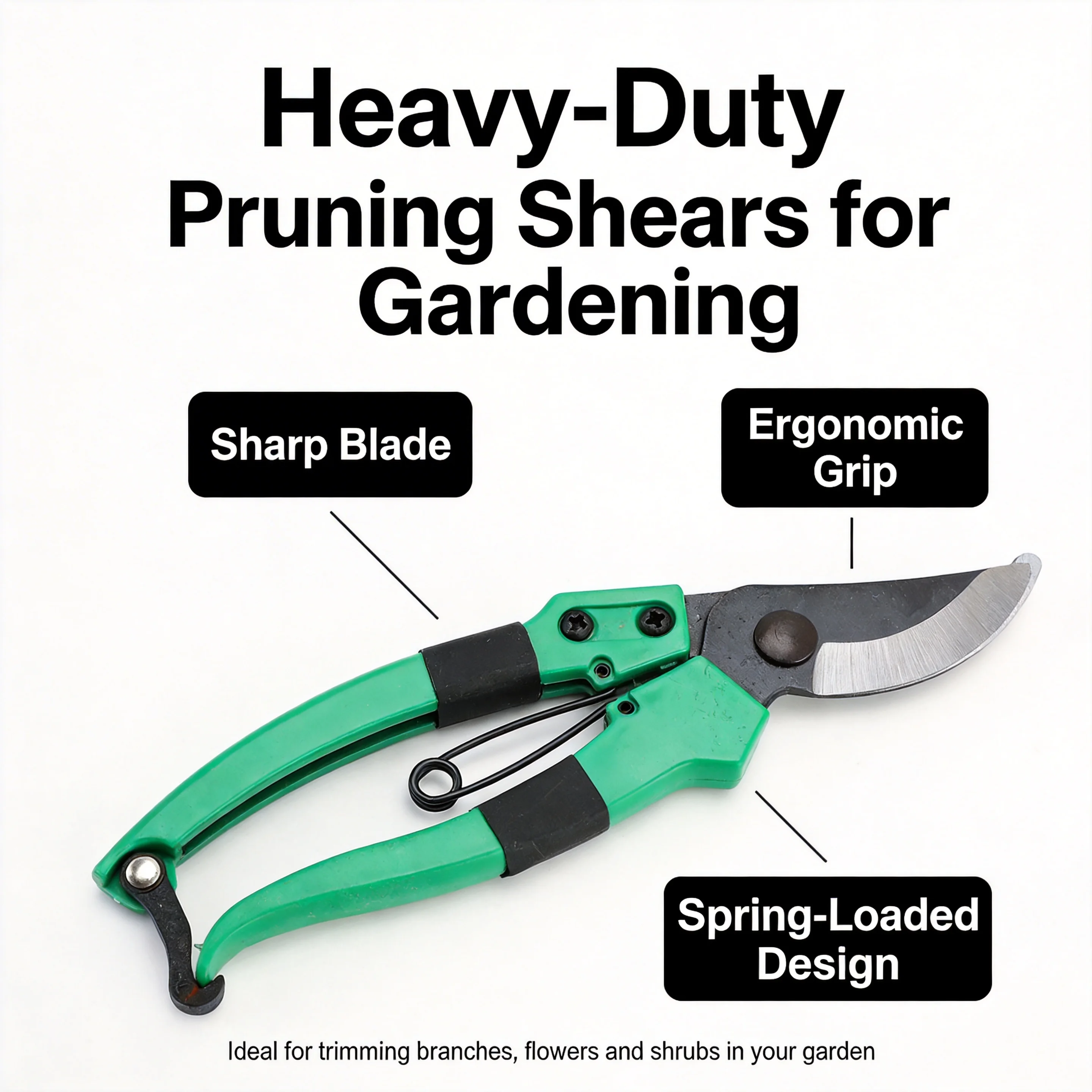Strong Carbon Steel Pruning Shears – Garden Hand Pruner & Secateurs, Heavy Duty Branch Cutter for Plants, Fruit Tree Scissors