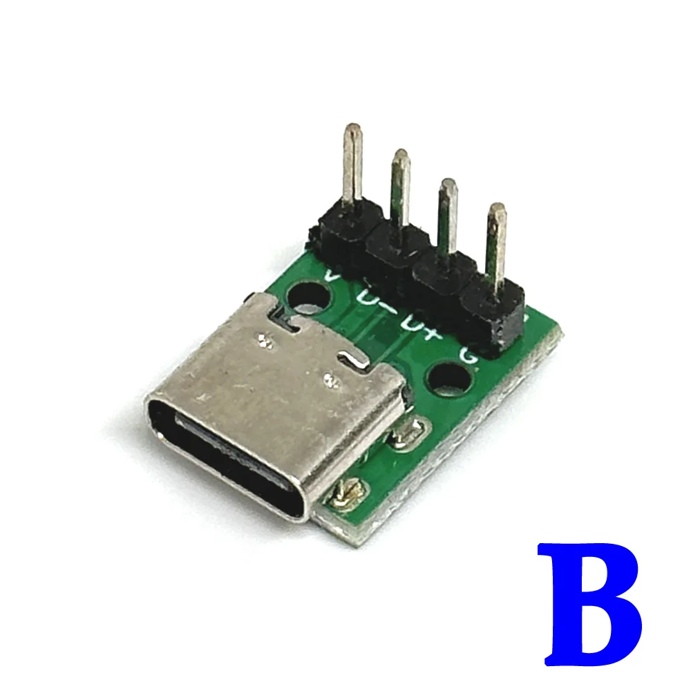 

1/10PCS TYPE-C Female Test Board USB 3.1 PCB Board 16P to 2.54mm DIP 4 Pin Connector Socket High Current Power Adapter Module