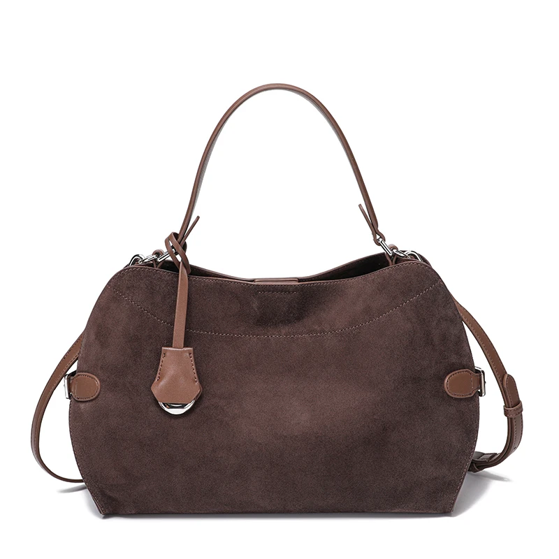 

Women's Suede Cow Leather Retro Shoulder Bags Female Soft Genuine Cowhide Durable Crossbody Bag Ladies Fashion Classic Handbags