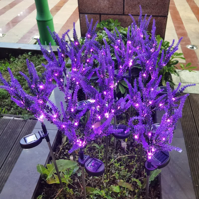 Imagem -04 - Led Solar Lamp para Pátio Lâmpada Solar Paisagem Gramado ao ar Livre Jardim Caminho Arranjo Floor Decor Lavanda Arranjo Flor