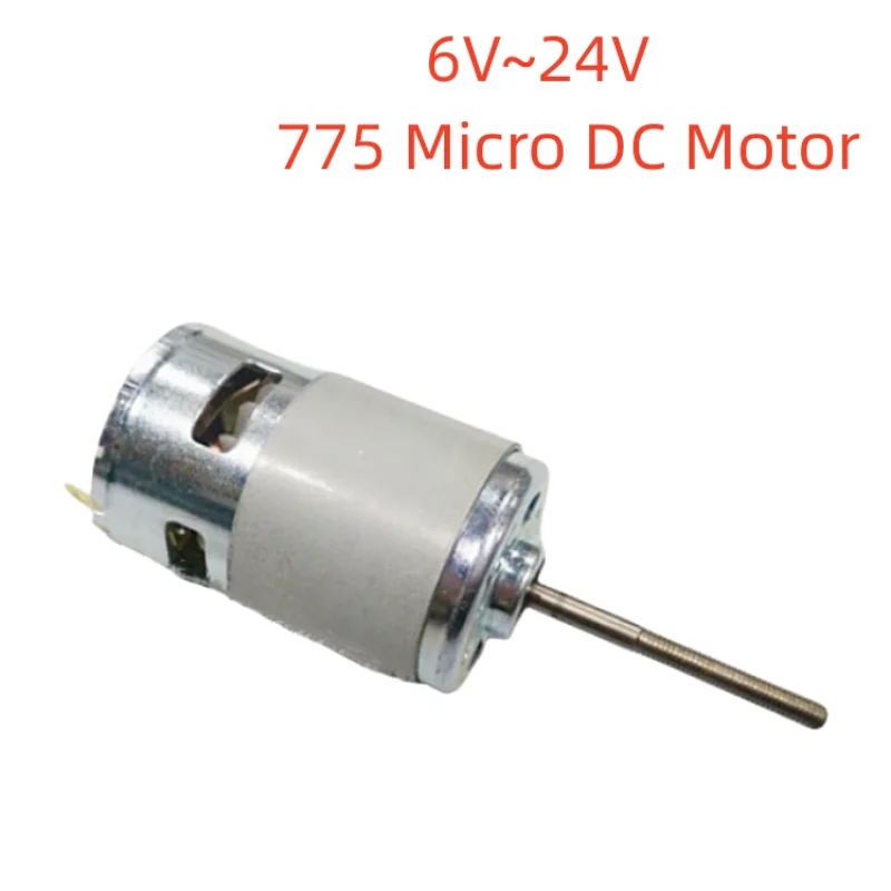 

6V~24V 775 Micro DC Motor High Torque Front and Rear Bearing 50mm Threaded Long Shaft for Field Mower 3900RPM~12000RPM