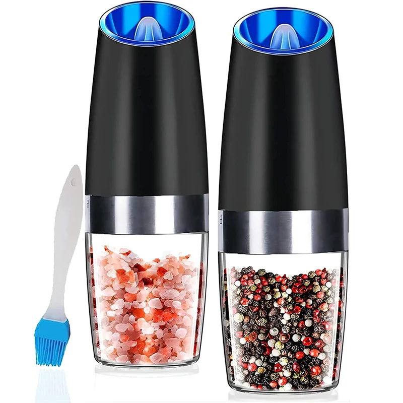 

A33R-Electric Salt And Pepper Mill Set Automatic Gravity Sensor Spice Mills Adjustable Coarseness Black