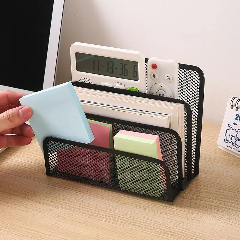 Papers Trays Notebook Stand Rack Desk 3-layer Black Metal Iron Mesh Holder Magazine Document File Book Rack Organizer Office