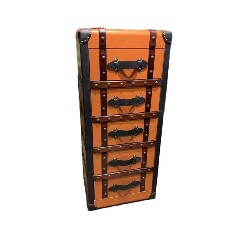 

American retro chest, orange dining side cabinet, Nordic small apartment, living room entrance, storage cabinet, model room