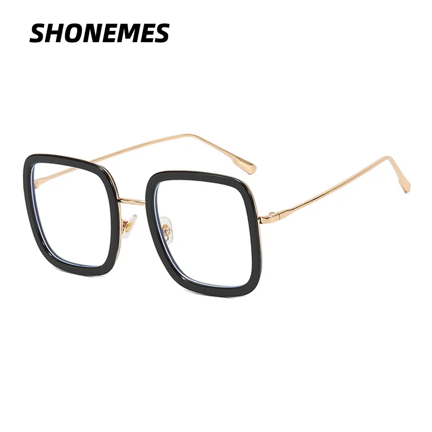 SHONEMES Square Eyeglasses Stylish Anti Blue Light Oversized Glasses Frame Optical Computer Eyewear for Men Women