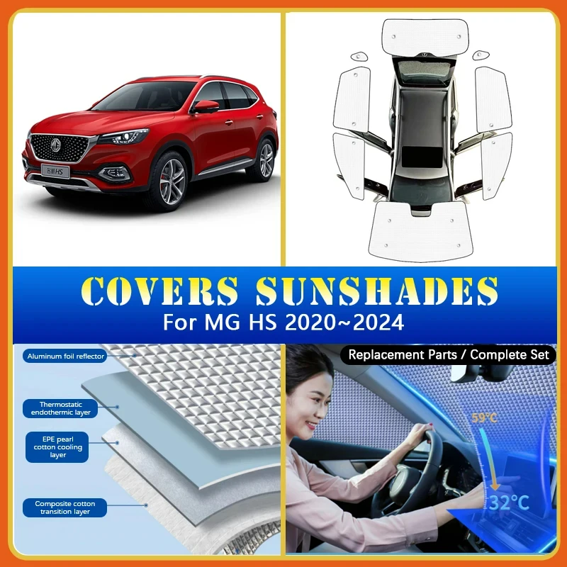 

Car Full Coverage Sunshades For MG HS Plug-in PHEV EHS AS23 2020 2021 2022 2023 2024 Sunscreen Window Sunshade Cover Accessories