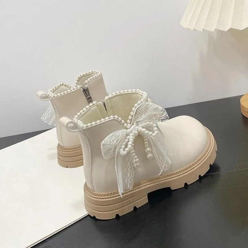 2026 Neue Herbst-Kinderstiefel: Warme Mädchen-Schleifenstiefel aus PU-Leder, Modische Kleinkind-Stiefel, Kinder-Schneeschuhe – Detail 4