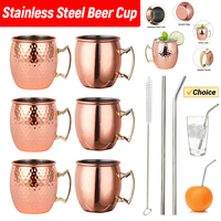 Mug Drum-Type Beer Cup Coffe Water Glass Drinkware Champagne Stainless Steel Copper Plated Goblet Anti-fall Glass Cocktail