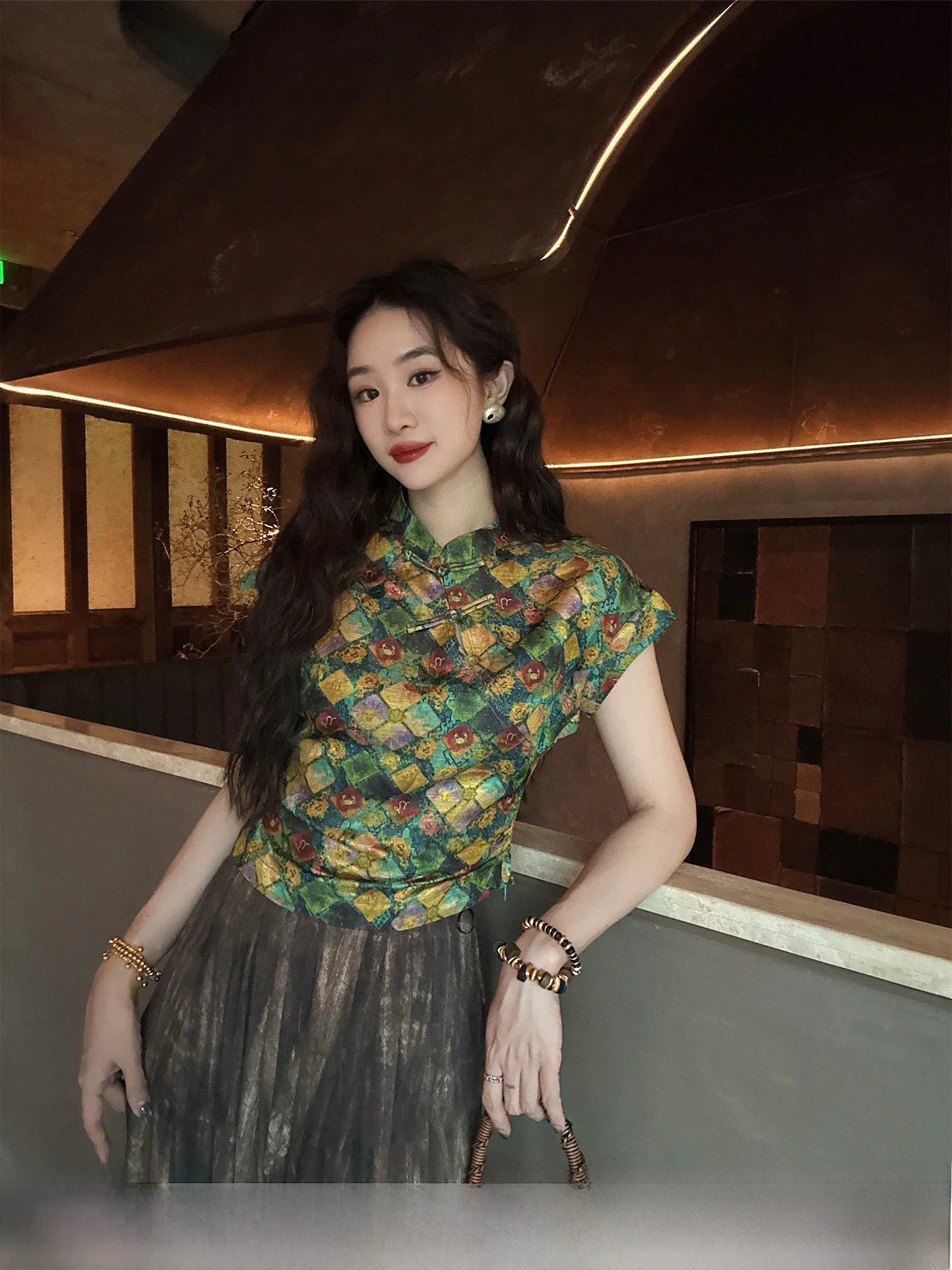 

Sanji Bla Flower New Chinese Sle Women's ort Sve irt Raindrop Hemp Ladies Top Commute Simple Loose Fit Silk irt