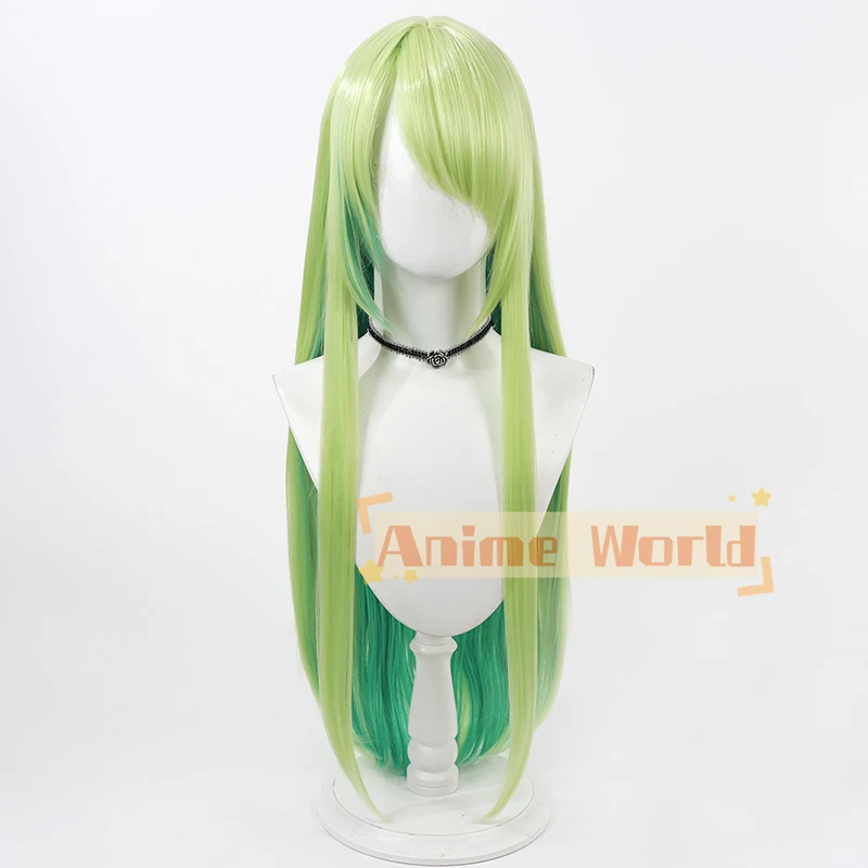 Ceres Fauna Cosplay Wig Vtuber Green Mixed Long Heat Resistant Synthetic Hair Halloween Party Role Play Carnival + Free Wig Cap