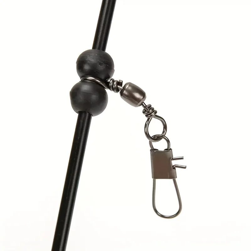 10 خرز أسود مزدوج لتحديد المواقع لقضبان الصيد - موصل توازن التغذية، ملحقات معدات صيد الأسماك البلاستيكية المتينة لـ P