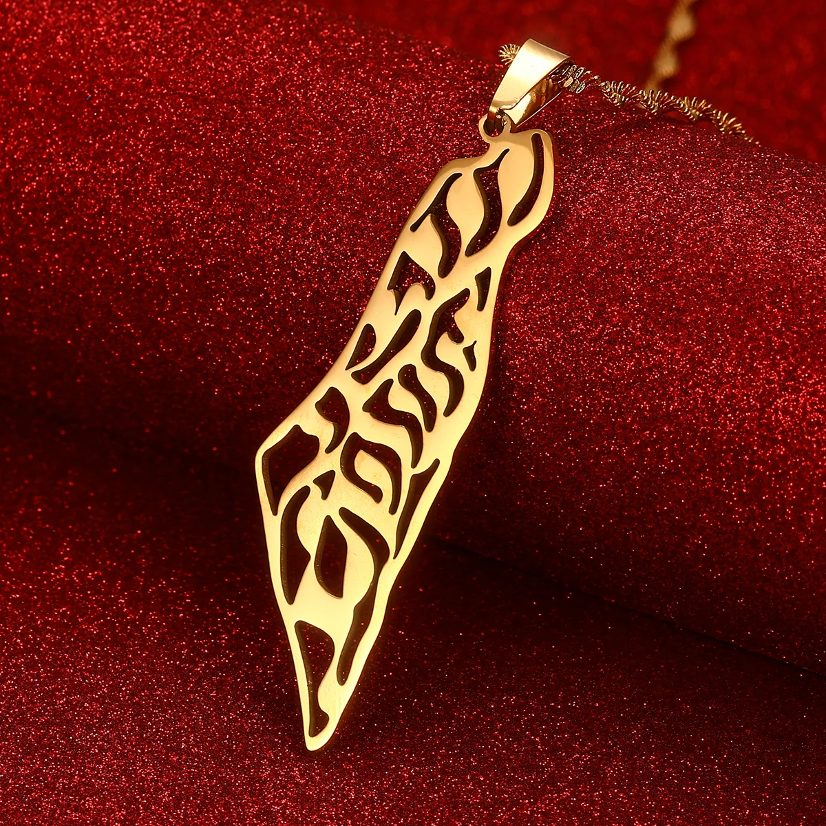 Israel Palestine Map Pendant Necklaces Women Gifts Israeli Arabic Hebrew Jewelry - view 4
