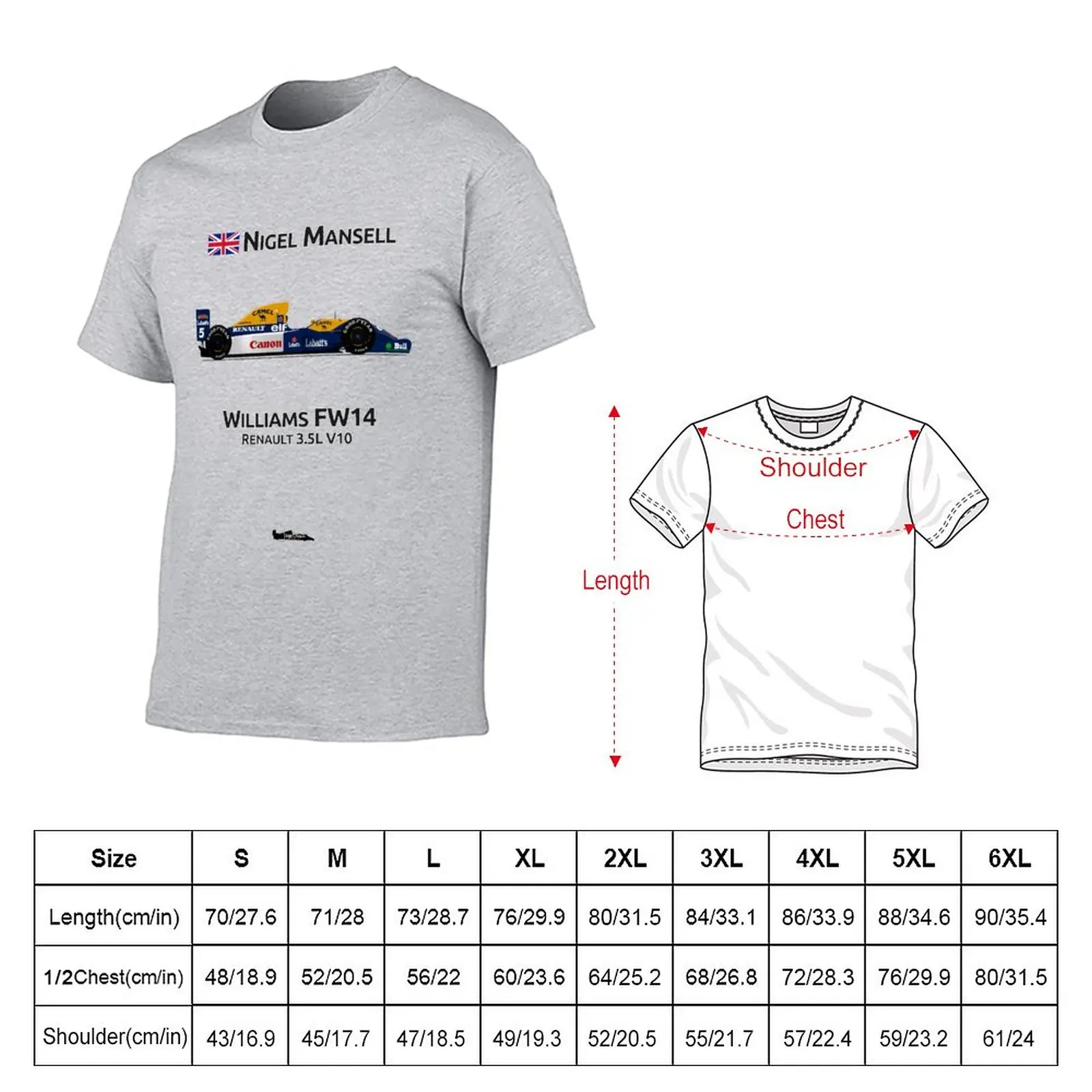 Nigel Mansell - Williams FW14 T-Shirt heavyweight t shirts oversized t shirt big and tall t shirts for men