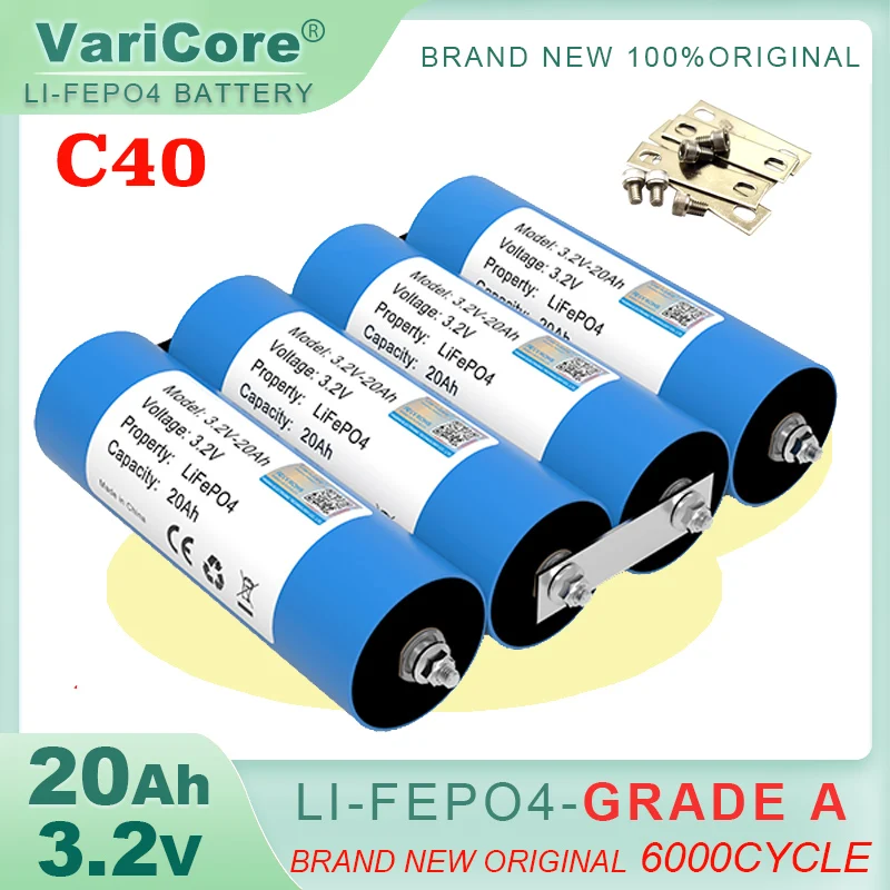 

New Original Grade A 3.2V 20Ah battery pack LiFePO4 phosphate C40 for 12V 24V Motorcycle Car motor batteries modification Camp