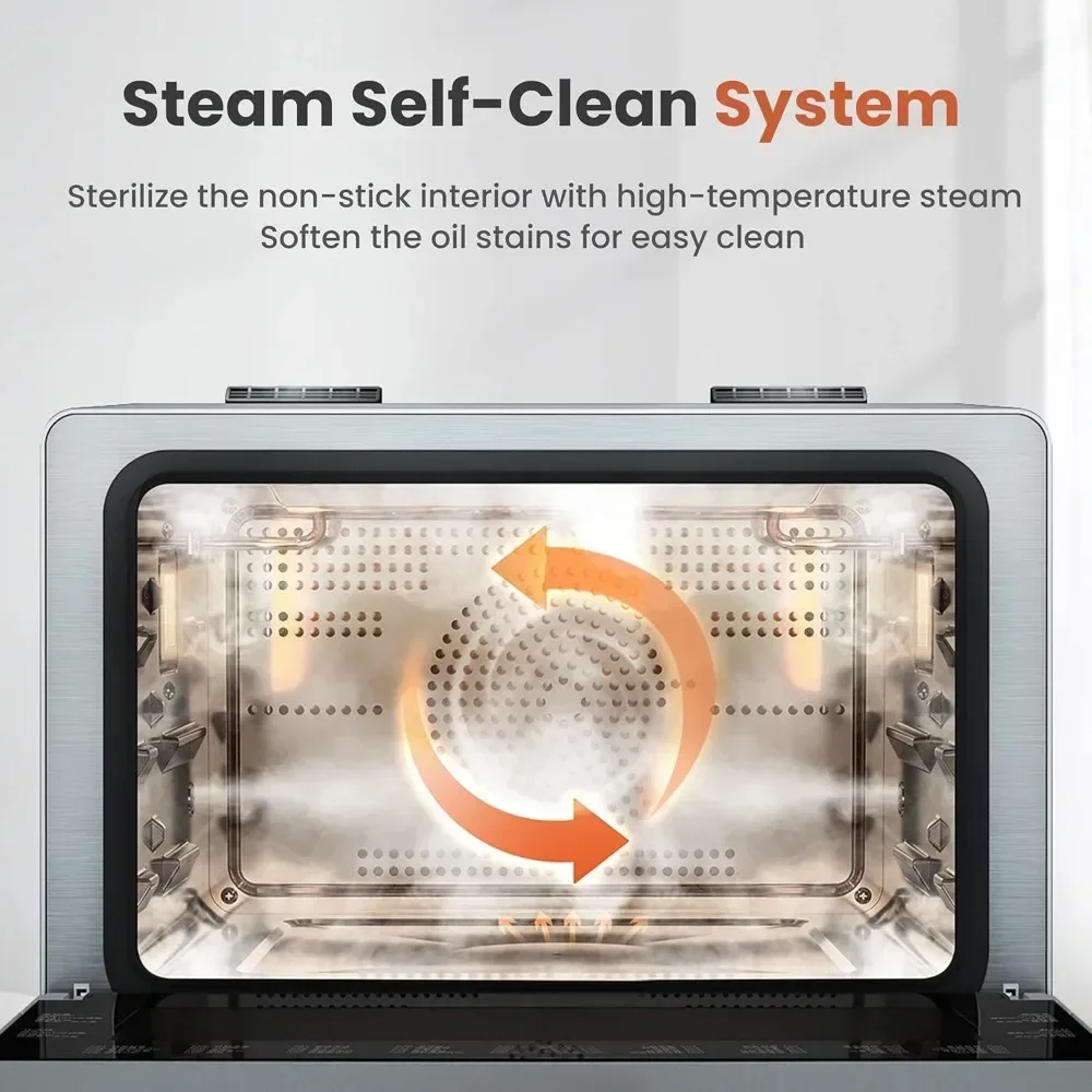 4-in-1 Countertop Convection Steam Oven, Air Fryer, Dehydrator with True Convection Bake, Steam-Bake, Broil, 40