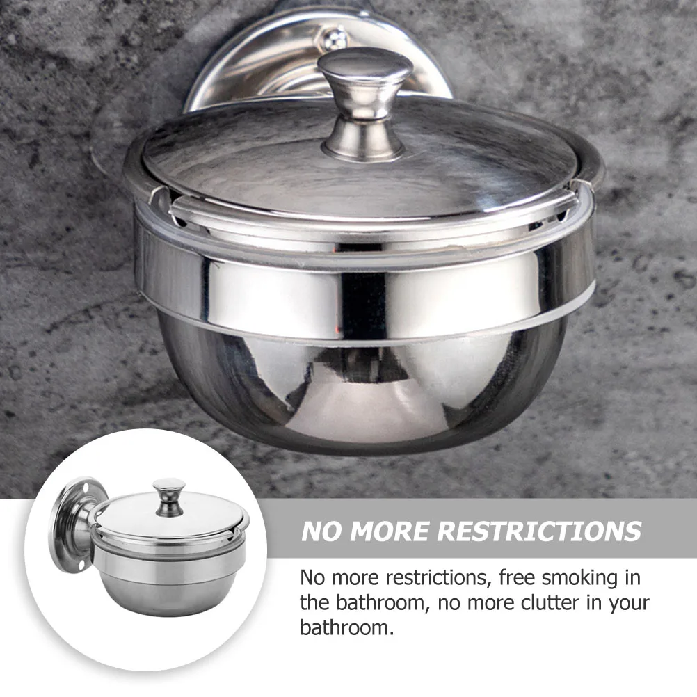 

1pc Wall Mounted Stainless Steel Bathroom Wall-Mounted Ashtray Cigar Holder Easy Cleaning Multi Clip Design Ash Container