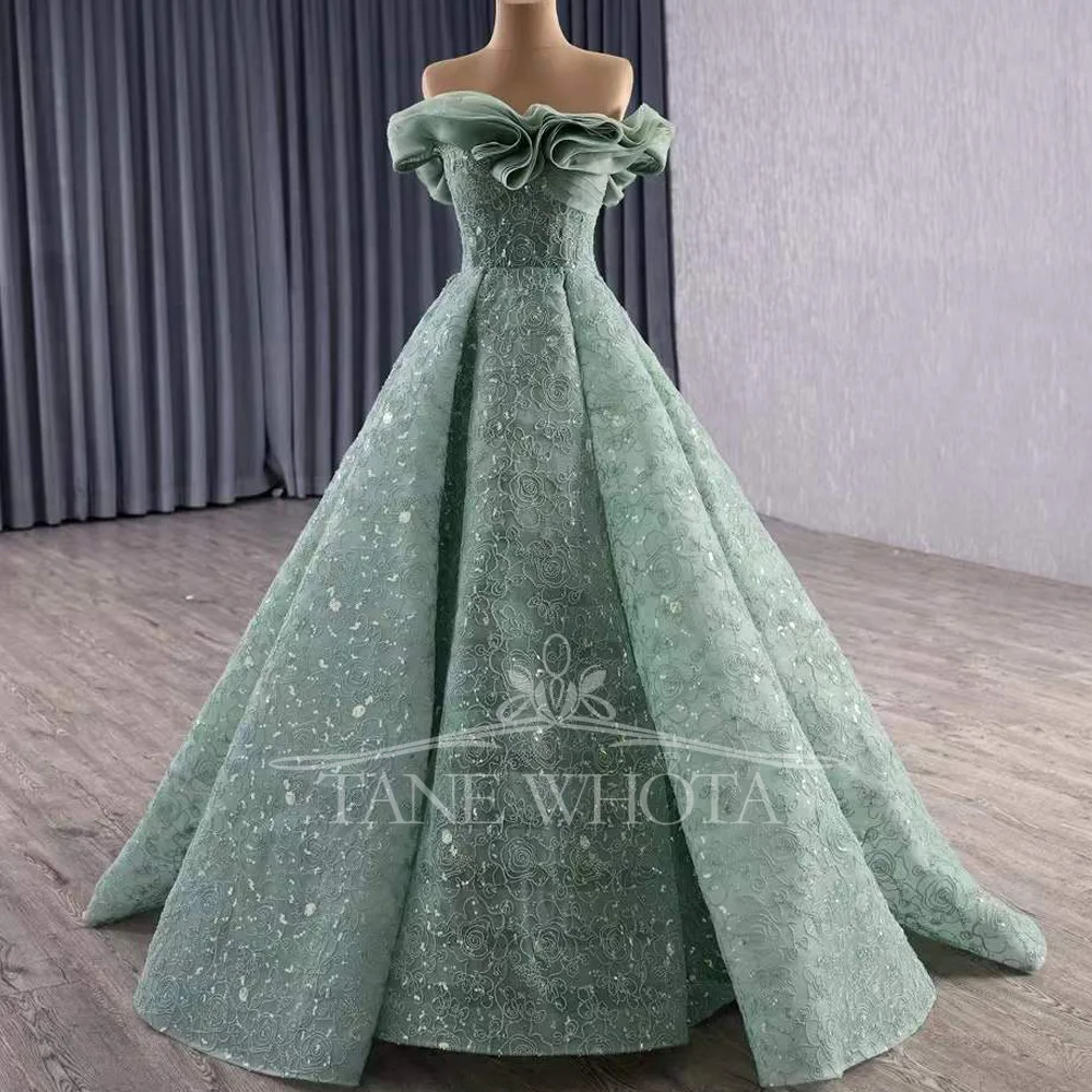 

Avocado Green Luxury Evening Gown 2025 Strapless Sleeveless Lace-Up Back Sequined Embroidery Customizable Special Occasion Dress