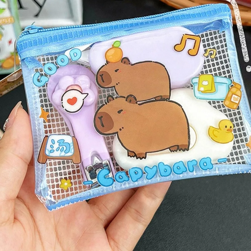 กระเป๋าสตางค์ dompet koin capybara แบบมีซิปกระเป๋าใส่บัตรเครดิต PVC กระเป๋าใส่เงินโปร่งใสลายการ์ตูน Capybara