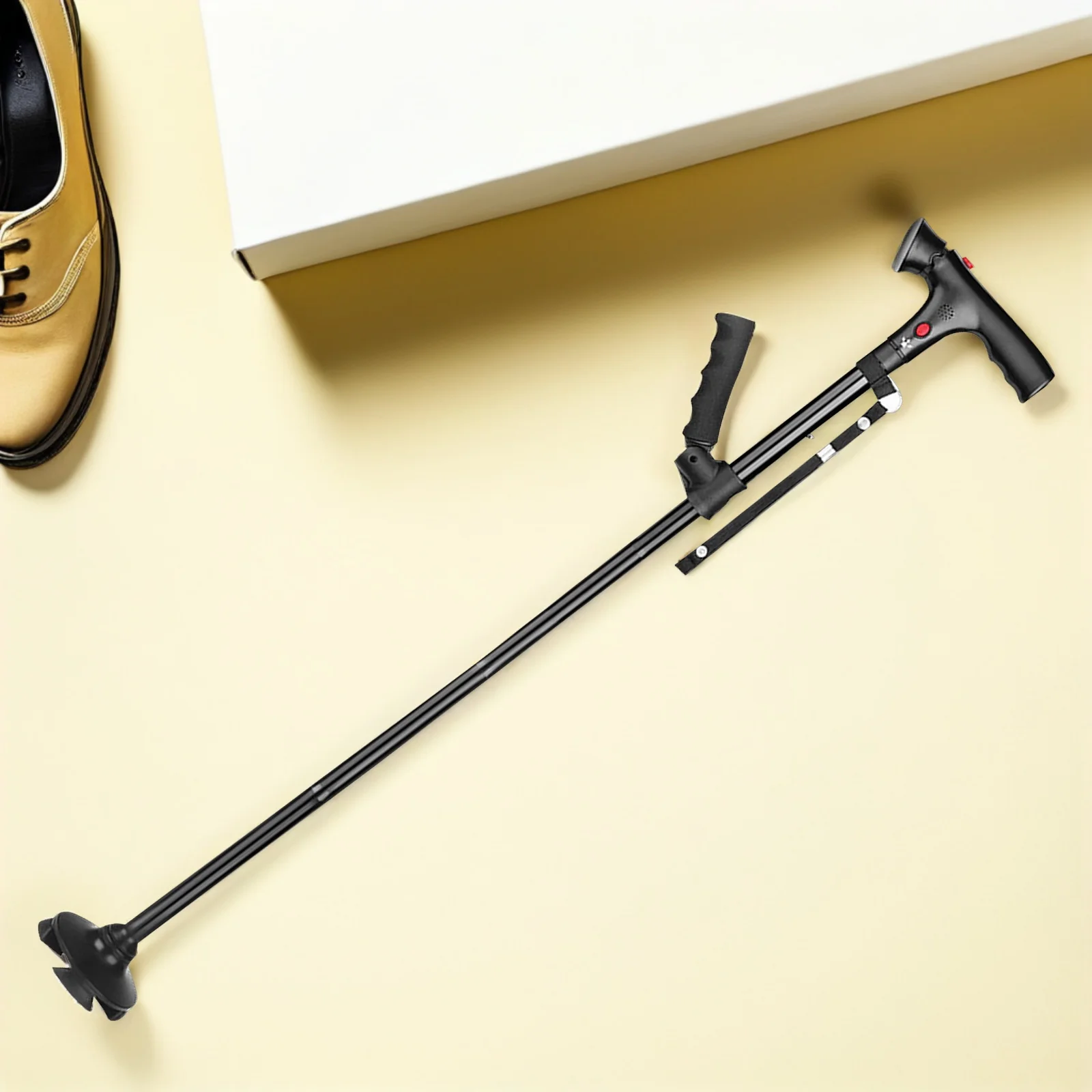 

Adjustable Height LED Cane Walking Sticks with Light Foldable Aluminum Alloy Anti-skid Base Rotatable Paths Armrest