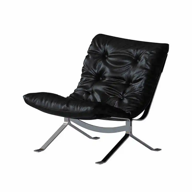 

Medieval style Ohm leisure chair Nordic wabi style designer leather goose down filled comfortable single sofa chair