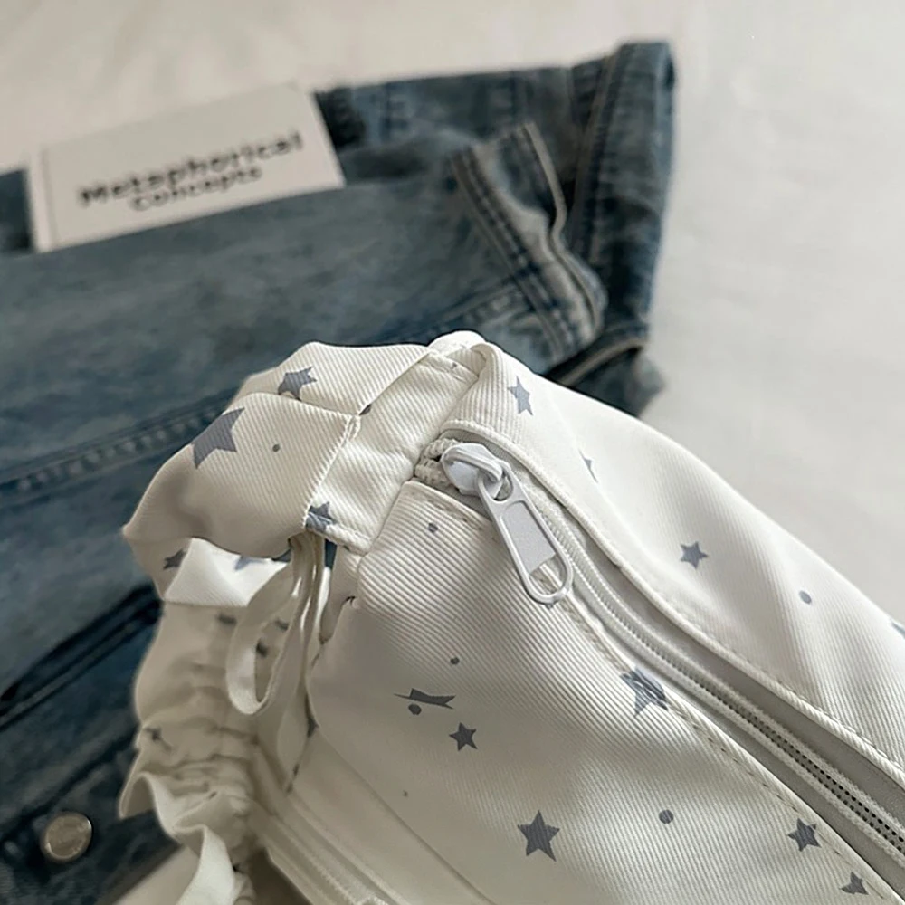 Star Print Itabag Transparent Window Hobo Bag Ruffle Pleated Shoulder Strap Purse Kpop Idol Photocard Display Bag Casual Bag
