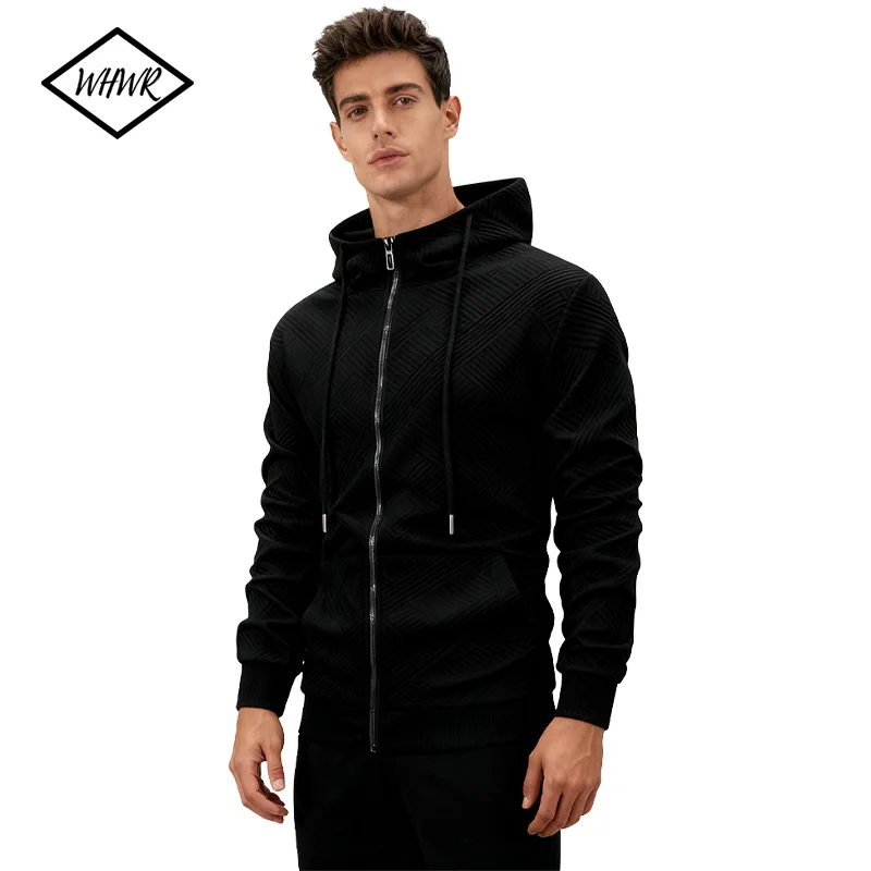 

Осень-зима, новое вязаное жаккардовое пальто с капюшоном на молнии, повседневное мужское свободное пальто больших размеров, модная толстовка с рукавами реглан, топ