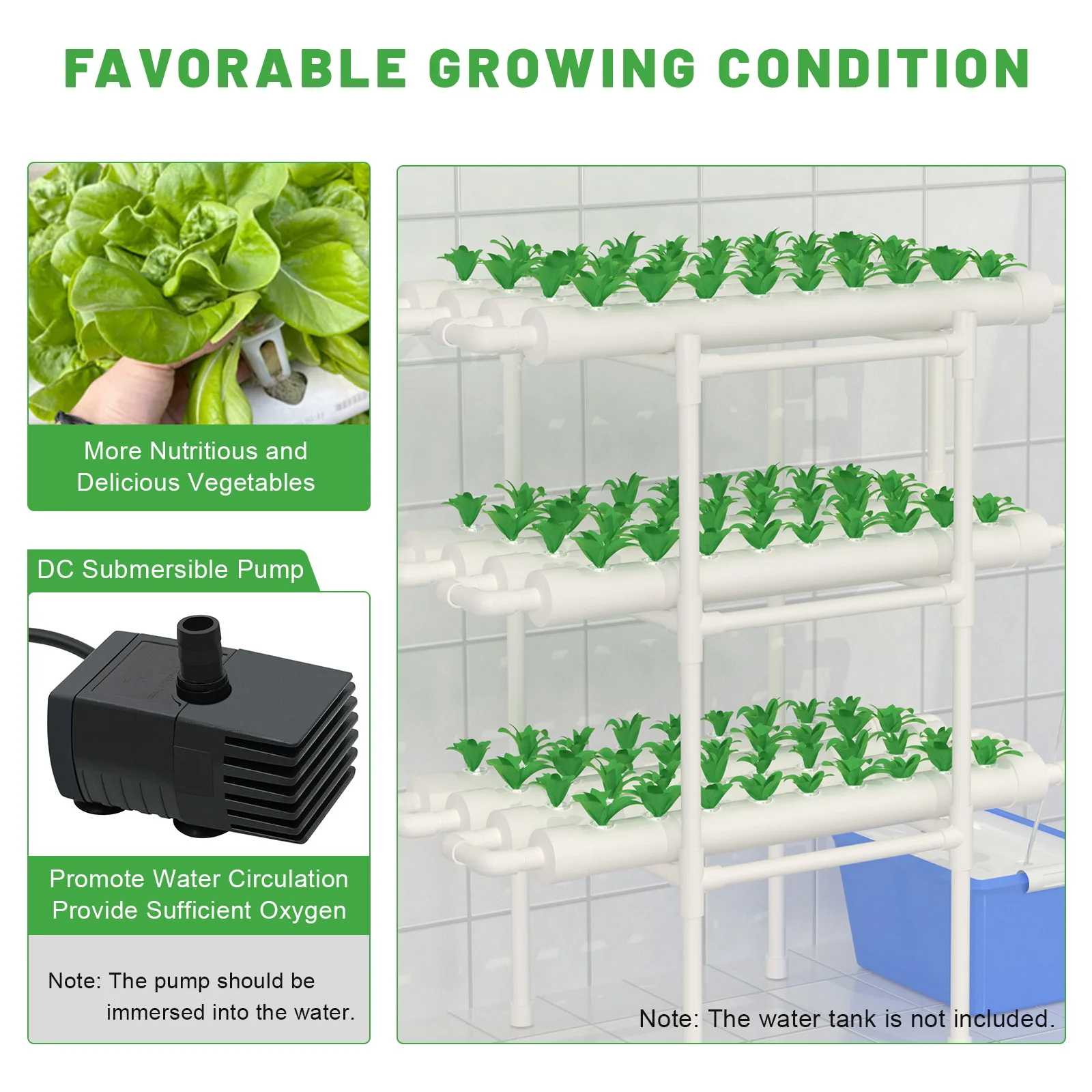 Hydroponic Grow Kit, 108 Plant Spaces, 3 Layer PVC Hydroponic System for Hydroponic Garden Plant System and Hydroponic Vegetable