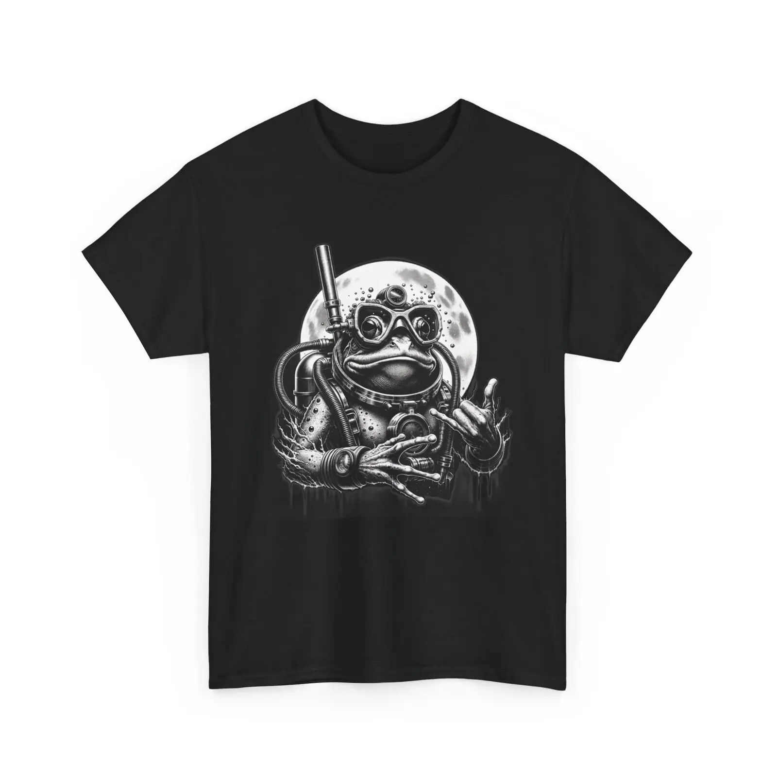 Unisex Adult T Shirt Frog Scuba Diver Black Gray Funny Animal Lover Gift Tee