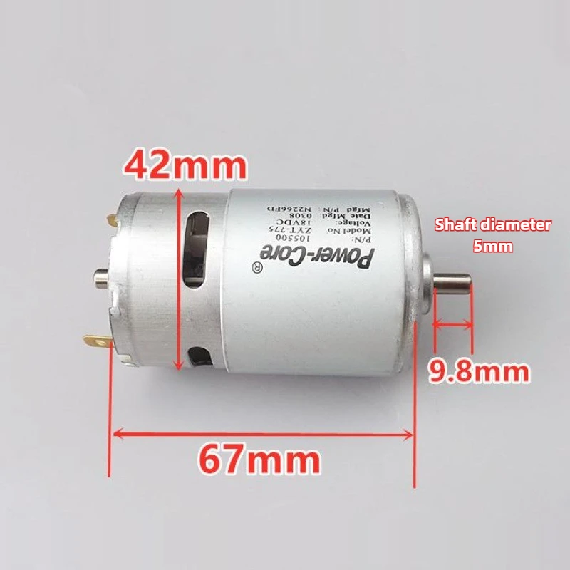 محرك RS-775 مع مروحة تبريد مدمجة، محرك تيار مستمر عالي السرعة 18 فولت، عمود D للأدوات الكهربائية ونماذج DIY