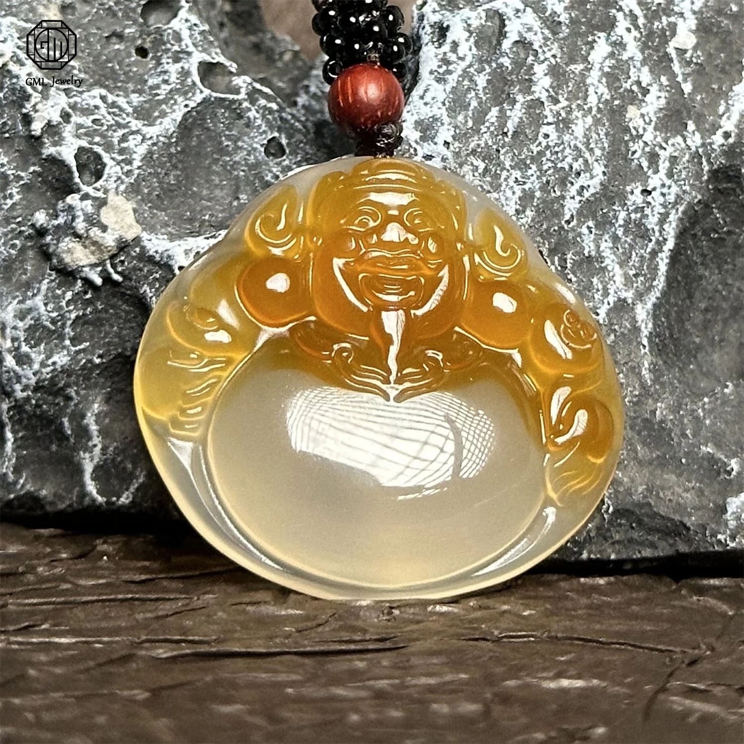 Natural Agate Chalcedony Pendant Safety Buckle Leaf Guan Yin Budda Lucky Bean Shape Carved Multi Color Fashion Necklace Jewelry